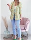 cheap Women&#039;s Blazer&amp;Suits-Women&#039;s Blazer Plaid Formal Business Office Blazer Suit Spring Casual Jacket Summer Long Sleeve Fall Yellow S
