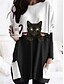 זול טישרטים לנשים-בגדי ריקוד נשים חולצה קצרה חתול 3D כיס דפוס יומי סוף שבוע אופנתי שרוול ארוך צווארון עגול שחור סתיו חורף