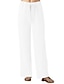 cheap Wide Leg &amp; High Waisted-Women&#039;s Wide Leg Pants Trousers Linen Cotton Blend Mid Waist Full Length Black Fall