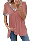 economico Top da donna Basic-Camicia Blusa Per donna Nero Rosa Vino Collage Collage Strappato Giornaliero Di tendenza A V Standard S