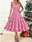 cheap Print Dresses-Women&#039;s Winter Dress A Line Dress Print Halter Neck Midi Dress Party Date Sleeveless Fall Winter