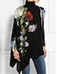 cheap Women&#039;s Blouses &amp; Shirts-Women&#039;s T shirt Tee Floral Print Asymmetrical Holiday Weekend Fashion Long Sleeve High Neck Black Spring &amp;  Fall