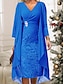 Χαμηλού Κόστους σχεδίαση σετ φορεμάτων-Γυναικεία Σετ φορέματος δύο τεμαχίων Φόρεμα Καθημερινό φόρεμα Φορέματα σιφόν Εξόδου Κομψό Καθημερινό Δαντέλα Μίντι φόρεμα Λαιμόκοψη V Μακρυμάνικο Σκέτο Κανονικό Κρασί Θαλασσί Φθινόπωρο Χειμώνας Τ M L
