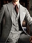 tanie Garnitury-Męskie tweedowe garnitury ślubne w kolorze khaki, jednokolorowe, 3-częściowe, codzienne plus size, jednorzędowe, zapinane na dwa guziki, 2024