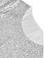 billige Kjoler til nyttårsaften-Dame Svart kjole Paljettkjole Festkjole Paljetter Glans Crew-hals Halvlange ermer Mini kjole Jul Bursdag Sølv Roségull Vår Vinter