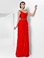 cheap Evening Dresses-Sheath / Column Sparkle &amp; Shine Dress Prom Formal Evening Floor Length Sleeveless One Shoulder Chiffon with Beading Draping 2023