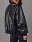 abordables chaqueta de bombardero-Mujer Chaqueta de cuero sintético Exterior Cremallera Color sólido Mantiene abrigado Moda Ajuste regular Ropa de calle Manga Larga Otoño Negro S