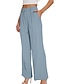 baratos calças sociais femininas-Mulheres Social Perna larga Poliéster Cintura Alta Comprimento total Azul Claro Outono