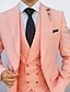 ieftine Costume-costume de nuntă pentru bărbați roz, culoare uni, 3 piese zilnic, plus mărime, guler la vârf, un singur piept, un singur buton 2024