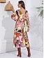 cheap Designer Dresses-Floral Color Block Casual Dress