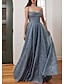 cheap Prom Dresses-A-Line Prom Dresses Glittering Dress Formal Evening Party Sweep / Brush Train Sleeveless Cowl Neck Tulle with Glitter Slit 2024