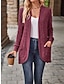 abordables Cardigans-Veste femme casual poche extérieure coupe régulière manches longues  couleur solide  coupe vent  mode automne