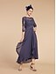 cheap Mother of the Bride Dresses-A-Line Mother of the Bride Dress Elegant Plus Size High Low Jewel Neck Asymmetrical Tea Length Chiffon Lace Half Sleeve with Ruched Appliques 2024