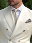 billige Jakkesæt-elfenbensfarvede galladragter til mænd bryllupsdragter ensfarvede 2 stk daglige business plus størrelse dobbeltradet seks-knapper 2024