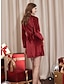 cheap Party Dress-Women&#039;s Velvet Dress Party Dress Cocktail Dress Mini Dress Red Long Sleeve Pure Color Patchwork Spring Fall Winter Crew Neck Fashion Party Modern Winter Dress Christmas Wedding Guest 2023 S M L