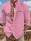 billiga herrskjorta med knäppning-Herr Skjorta Knapp upp skjorta Casual skjorta Svart Vit Rodnande Rosa Mörkblå Långärmad Färgblock Kavajslag Dagligen Semester Lappverk Kläder Mode Ledigt Bekväm