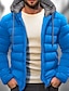cheap Men&#039;s Downs &amp; Parkas-Men&#039;s Winter Coat Puffer Jacket Pocket Hooded Office &amp; Career Date Casual Daily Warm Winter Color Block Black Red Navy Blue Blue Puffer Jacket