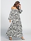 billige afslappet kjole med print-satin abstrakt graffiti print off shoulder maxi kjole