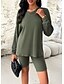 cheap Women&#039;s Two Piece Sets-Women Bolero Top Solid Color Casual Daily Weekend Black Army Green Gray Fur Trim Long Sleeve Warm Daily Crew Neck Loose Fit Spring &amp;  Fall