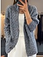 cheap Cardigans-Women&#039;s Cardigan Stand Collar Cable Knit Acrylic Button Knitted Fall Winter Regular Outdoor Daily Going out Vintage Fashion Casual Long Sleeve Solid Color Blue Camel Beige S M L