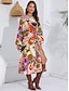 cheap Designer Dresses-Floral Color Block Casual Dress