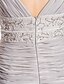 preiswerte Kleider für besondere Anlässe-A-Linie Elegant Kleid Formeller Abend Bodenlanger Rock Kurzarm Spaghetti-Träger Chiffon mit Perlenstickerei Drapiert Vorne geschlitzt 2023