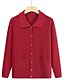 cheap Cardigans-Women&#039;s Cardigan Shirt Collar Cable Knit Polyester Button Pocket Knitted Fall Winter Regular Outdoor Christmas New Year Fashion Casual Soft Long Sleeve Floral Red Purple Fuchsia XL 2XL 3XL