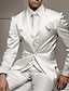tanie Garnitury-Czarne białe satynowe męskie garnitury na studniówkę wesele jedwabne czerwone garnitury jednokolorowe 3-częściowe dopasowane dopasowanie jednorzędowy zapinany na jeden guzik 2024