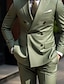 preiswerte Anzüge-Armeegrüner Herren-Hochzeitsanzug, einfarbig, zweiteilig, für den täglichen Gebrauch, Übergröße, zweireihig, sechs Knöpfe, 2024