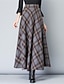 cheap Maxi Skirts-Women&#039;s A Line Plaid Skirt Maxi High Waist Skirts Pocket Long Color Block Plaid Checkered Daily Date Spring &amp;  Fall Polyester Twilled Satin Elegant Retro Vintage Blue Grey