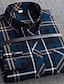 cheap Men&#039;s  Overshirts-Men&#039;s Shirt Button Up Shirt Casual Shirt Plaid Shirt Overshirt Black Red Navy Blue Long Sleeve Plaid / Check Lapel Fall &amp; Winter Outdoor Daily Wear Clothing Apparel Front Pocket