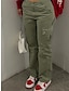 baratos calças cargo femininas-Mulheres Calças Cargo Calças Poliéster Cintura Alta Comprimento total Rubi Vermelho Outono