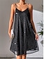 olcso Flitteres ruhák-Női Fekete ruha Flitteres ruha Party ruha Flitter Csillámlás Ujjatlan Mini ruha Vakáció Fekete Tavasz Tél