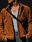 cheap Men&#039;s Jackets &amp; Coats-Men&#039;s Lightweight Jacket Biker Jacket Suede Jacket Outdoor Daily Wear Warm Pocket Fall Winter Plain Fashion Streetwear Lapel Regular Brown Jacket