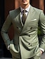 cheap Suits-Army Green Men&#039;s Wedding Suits Solid Colored 2 Piece Daily Business Plus Size Double Breasted Six-buttons 2024