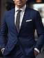 זול חליפות-חליפות חתונה לגברים אפורות/שחורות/בורדו/כחולות בצבע אחיד 2 חלקים לעסק אופנה לבוש רשמי בתוספת מידה עם כפתור אחד עם חזה אחד 2024