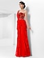 olcso Aftenkjoler-Sheath / Column Sparkle &amp; Shine Dress Prom Formal Evening Floor Length Sleeveless One Shoulder Chiffon with Beading Draping 2023