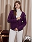 cheap Designer Sweaters &amp; Cardigans-Women&#039;s Cardigan Cable V Neck Knit Ruffle Button Knitted Polyester Fall Winter Outdoor Home Christmas Regular Long Sleeve Fashion Streetwear Casual Solid Color Purple S M L