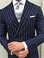 billige Dresser-grønn svart burgunder balldresser for menn bryllupsdrakter nålestripe topp jakkeslag business formelle stripete dresser 2-delt mote pluss størrelse dobbelspent seks-knapper 2024