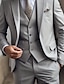 abordables Trajes-Trajes de graduación para hombre, color gris claro, trajes de boda, color sólido, 3 piezas, diario, negocios, talla grande, un solo pecho, dos botones, 2024