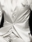 billige Jakkesæt-sort hvid satin galladragter til mænd bryllupsfest silkerøde jakkesæt ensfarvet 3-delt skræddersyet pasform enkeltradet en-knap 2024