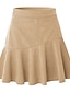 cheap Plain Skirts-Women&#039;s Skirt A Line Mini High Waist Skirts Ruched Solid Colored Street Daily Spring &amp; Summer Corduroy Elegant Fashion Casual Black Brown Beige