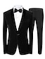 זול חליפות-שחור צהוב ורוד חליפות מסיבת חתונת קטיפה לגברים 2 חלקים בצבע אחיד בהתאמה אישית עם כפתור אחד עם חזה אחד 2024