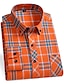 cheap Flannel Shirts-Men&#039;s Dark Red Yellow Red Long Sleeve Plaid / Striped / Chevron / Round Shirt Collar All Seasons Office &amp; Career Daily Wear Clothing Apparel Cross