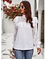 cheap Basic Women&#039;s Tops-Women&#039;s Boho Shirt Lace Shirt Going Out Tops Blouse Plain Sexy Flower Lace Party Holiday Going out Fashion Romantic Sexy Lantern Sleeve Long Sleeve Turtleneck High Neck White Spring &amp; Fall