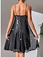 Χαμηλού Κόστους Φορέματα με Παγιέτες (Sequin)-Γυναικεία Μαύρο φόρεμα Φόρεμα με παγιέτες Φόρεμα για πάρτυ Πούλιες Λαμπύρισμα Αμάνικο Μίνι φόρεμα Διακοπές Μαύρο Άνοιξη Χειμώνας