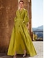 cheap Mother of the Bride Dresses-Jumpsuit / Pantsuit Mother of the Bride Dress Wedding Guest Elegant V Neck Floor Length Polyester Long Sleeve with Ruching Solid Color 2024