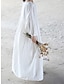 Недорогие простые платья-Жен. Белое платье длинное платье платье макси Хлопок Карман Отпуск Уличный стиль Классический Квадратный вырез Длинный рукав Черный Белый Красный Цвет