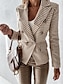 abordables Blazers Femme-Femme blazer Extérieur Imprimer Plaid Chaud Mode Standard Vêtements d&#039;extérieur manche longue Automne Noir S
