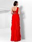 olcso Aftenkjoler-Sheath / Column Sparkle &amp; Shine Dress Prom Formal Evening Floor Length Sleeveless One Shoulder Chiffon with Beading Draping 2023